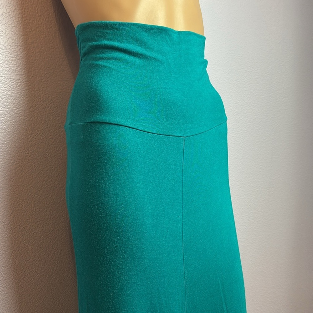 Elegant Teal Maxi Dress - Skirt turndown waist band bodice dress